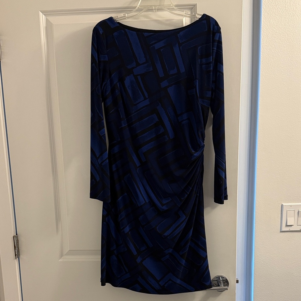 Blue and Black Ralph Lauren Geometric Dress (14P)